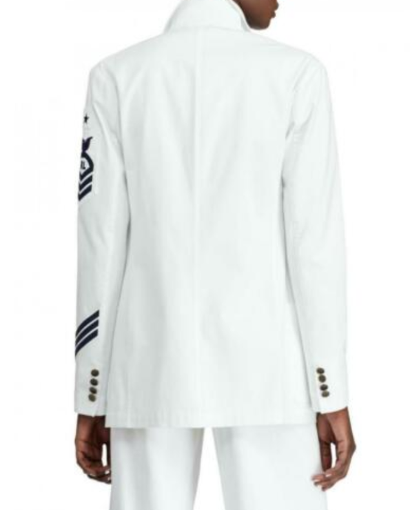 Women's White Cotton Pea Coat