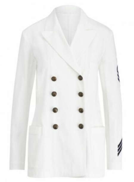 Women's White Cotton Pea Coat