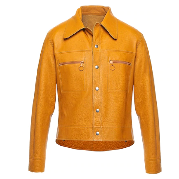 Yellow Moto Biker Leather Jacket