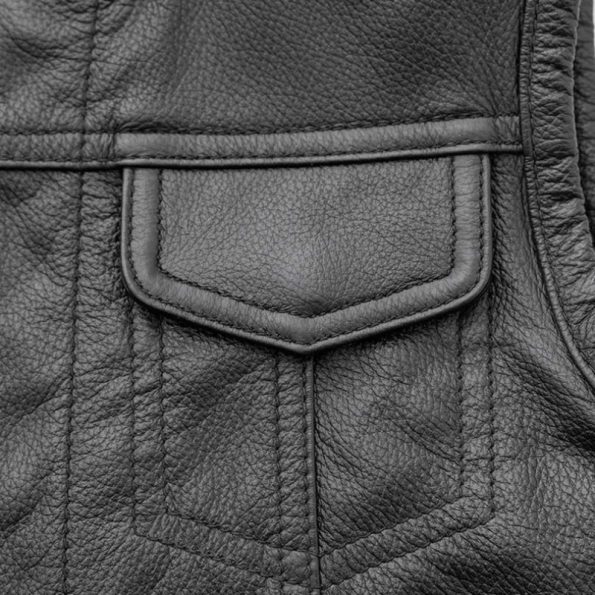 First Mfg Kids Bad Boy black Leather Biker Vest