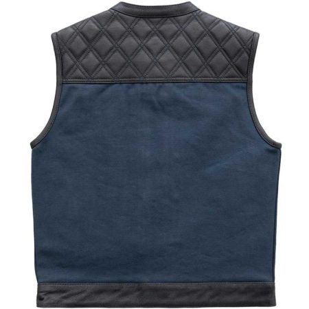 First Mfg Mens Hunt Club Diamond Quilt Blue leather Vest
