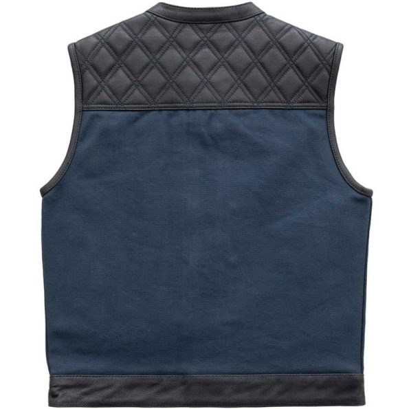 First Mfg Mens Hunt Club Diamond Quilt Blue leather Vest