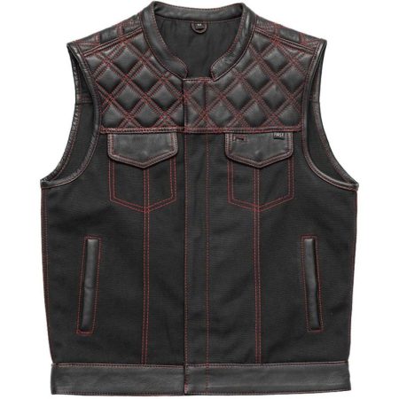 First Mfg Mens Hunt Club Diamond Quilt Red Stitches Vest
