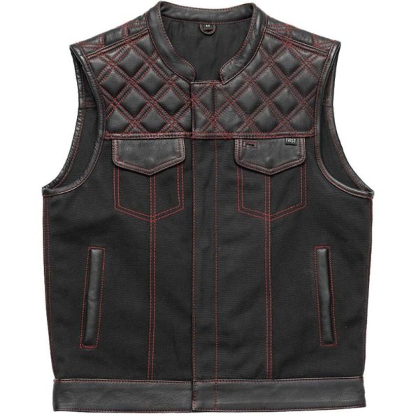 First Mfg Mens Hunt Club Diamond Quilt Red Stitches Vest