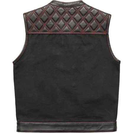 First Mfg Mens Hunt Club Diamond Quilt Red Stitches leather Vest