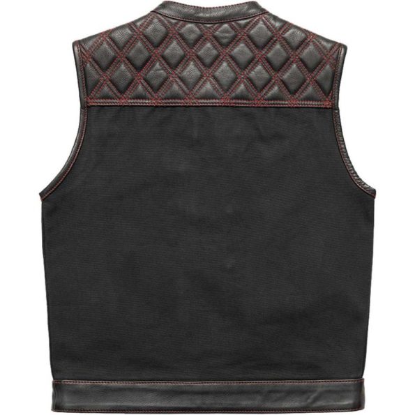 First Mfg Mens Hunt Club Diamond Quilt Red Stitches leather Vest