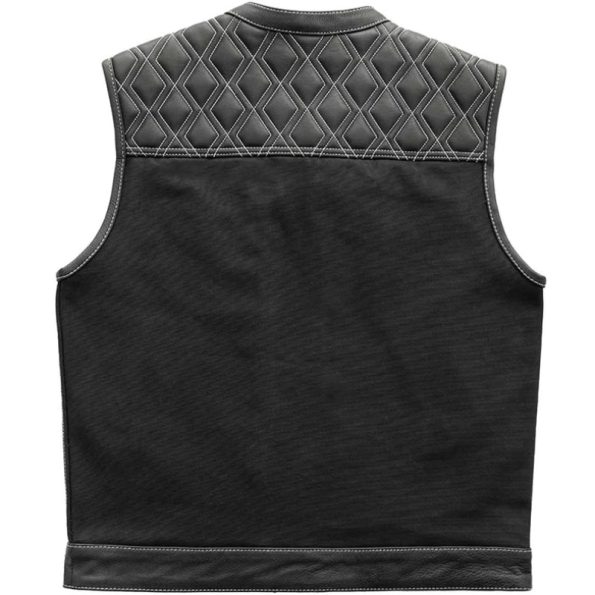 First Mfg Mens Hunt Club Diamond Quilt White Stitches leather Vest
