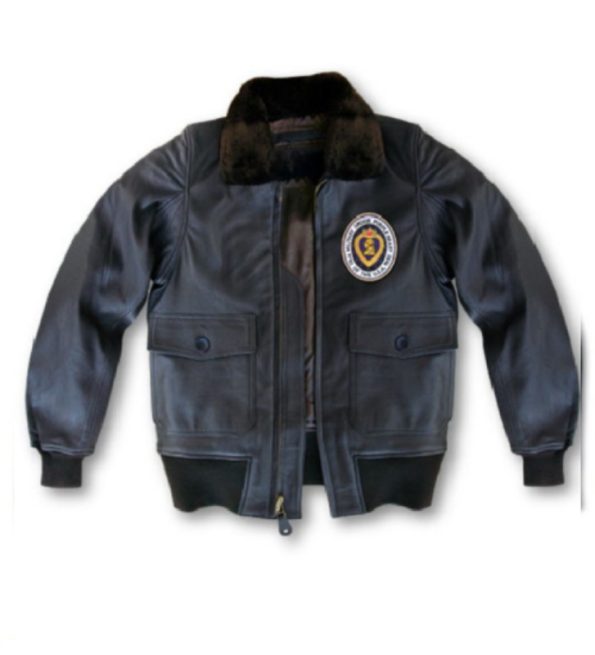 Mens Purple Heart Patch Goatskin G-1 furry collar Jacket