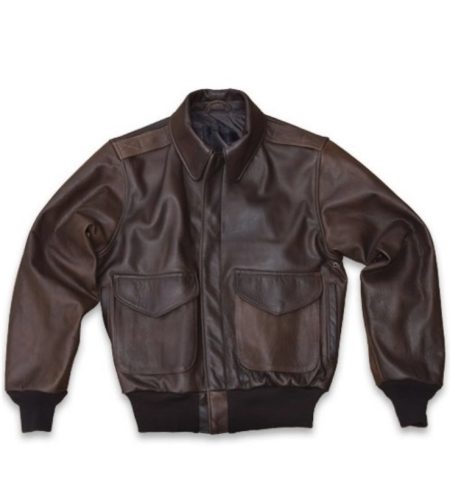 Vintage Cowhide Modern A-2 brown Jacket with rib-knitted
