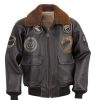 Wings of Gold G-1 Bomber Jacket with Top Gun Patches and furry collar
