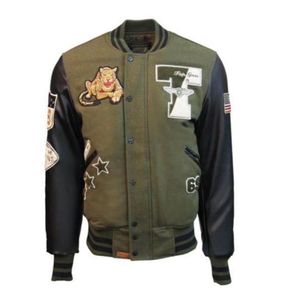 Leopard Olive Wool-PU Jacket