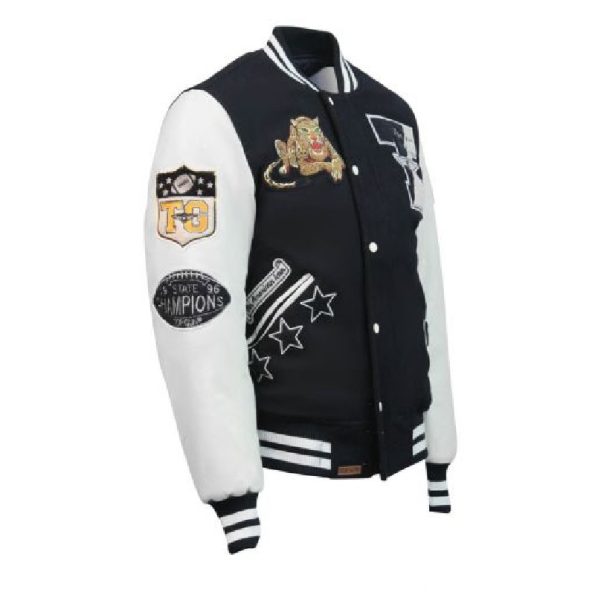 Leopard Wool-PU Jacket With Patches