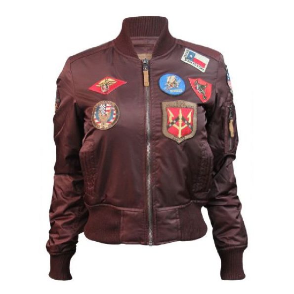 Miss Top Gun MA-1 Burgundy Bomber Jacket
