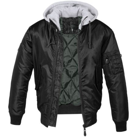 Brandit MA1 Sweat Black & Grey Hooded Jacket