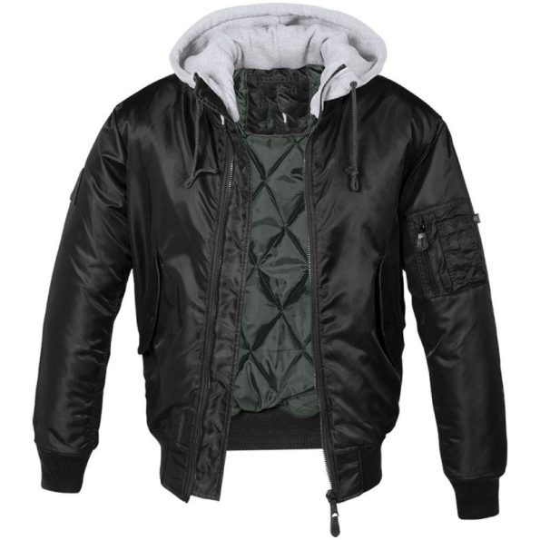 Brandit MA1 Sweat Black & Grey Hooded Jacket