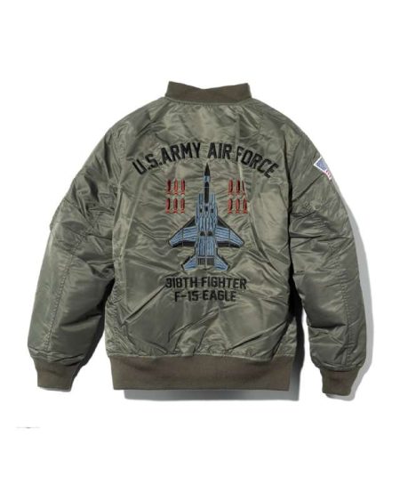 Custom MA-1 F-15 Eagle Embroidery Olive Jacket