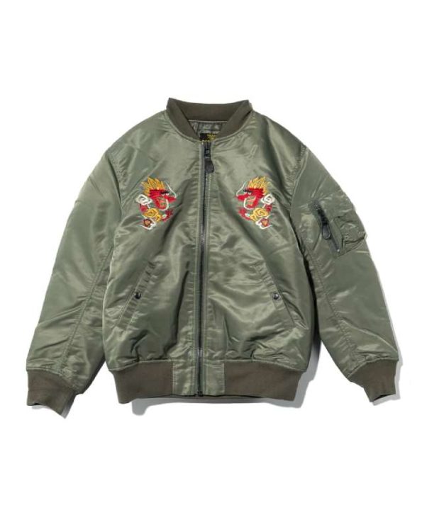 Custom MA-1 Japan Embroidery Olive Jacket