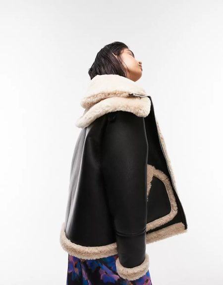 Faux Shearling Oversized Aviator Jacket