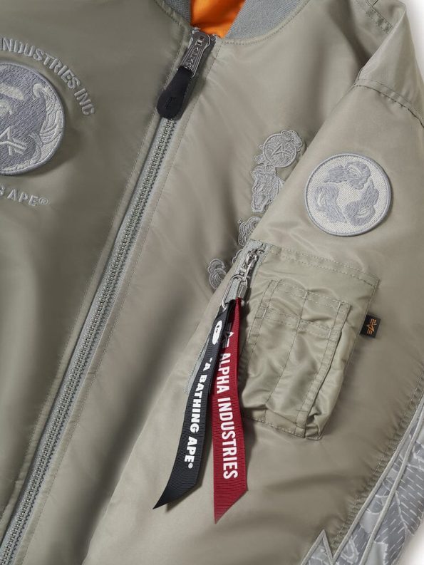 Alpha X Bape Ma-1 Olive Drab Jacket.