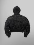 Alpha X Mademe Hooded Ruched Ma-1 Black Bomber Jacket