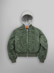 Alpha X Mademe Hooded Ruched Ma-1 Green Bomber Jacket