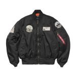 Baseball Embroidered Ma-1 Black Pilot Jacket
