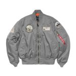 Baseball Embroidered Ma-1 Grey Pilot Jacket