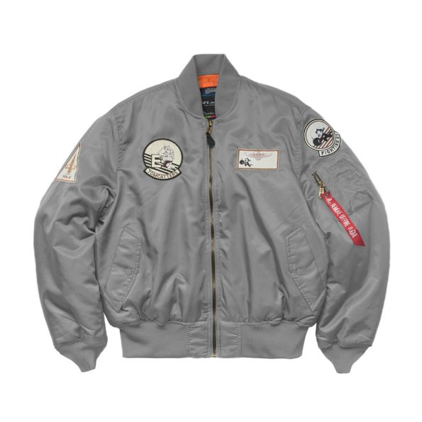 Baseball Embroidered Ma-1 Grey Pilot Jacket