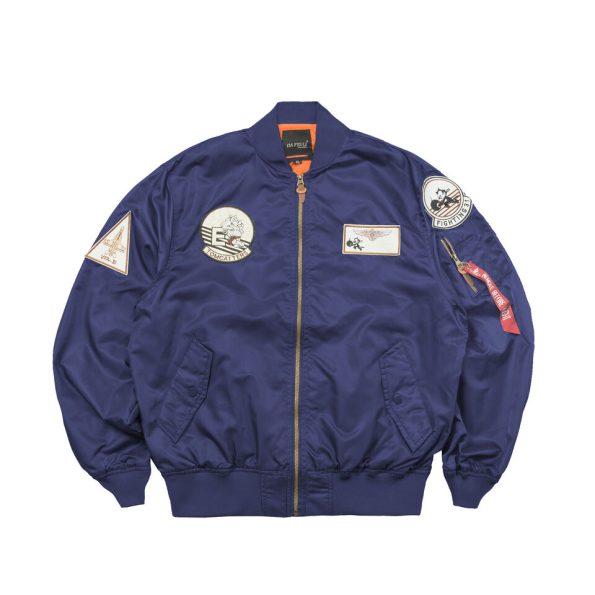 Baseball Embroidered Ma-1 Navy Blue Pilot Jacket