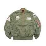 Baseball Embroidered Ma-1 Olive Green Pilot Jacket
