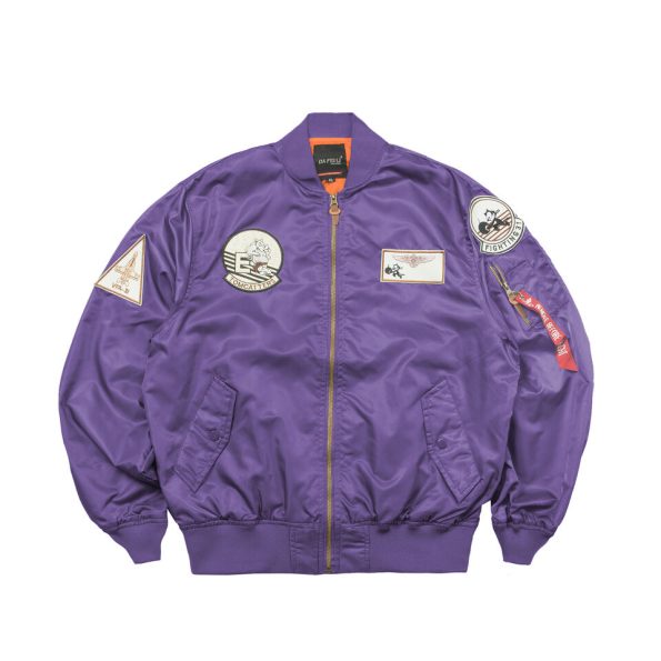 Baseball Embroidered Ma-1 Purple Pilot Jacket
