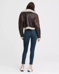 Cropped Aviator Shearling Brown Jacket