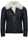 Hartland B-3 WW2 Leather Sheepskin Jacket With White Fur