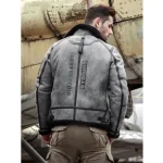 Jeremy SF Byboris Grey Black Shearling Fur Genuine Leather Jacket