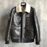 Jonathan Brown Shearling Fur G-1 Bomber Leather Jacket