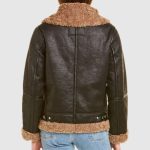 Laura Black Sf Bomber Aviator Pilot Flight Sheepskin Brown Shearling Fur Jacket