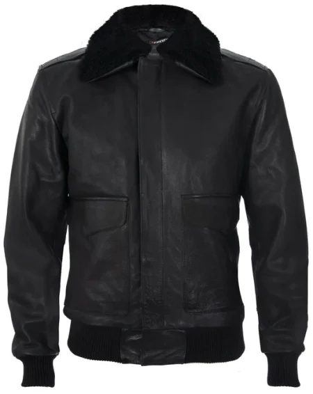 Men's A-2 Caistor Cowhide Black Leather Bomber Jacket