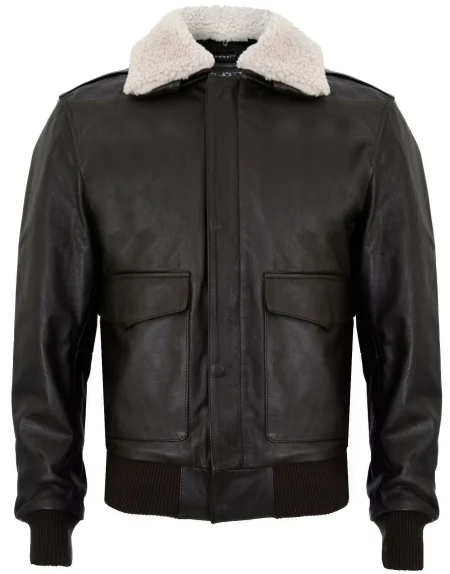 Men's A-2 Caistor Cowhide Brown Leather Bomber Jacket
