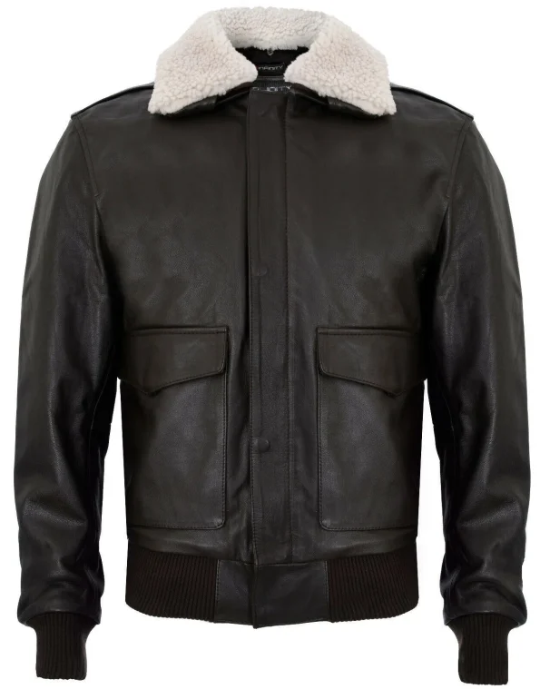 Men's A-2 Caistor Cowhide Brown Leather Bomber Jacket