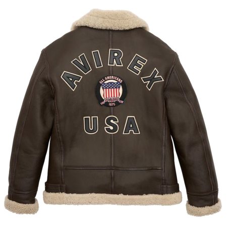 Men’s Avirex B3 Bomber Shearling Leather Jacket.