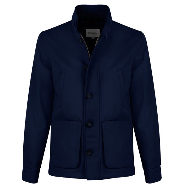 Men's Blue Cotton Zipper Field Jacket