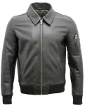Men's Chingford Cowhide A-2 Black Leather Bomber Jacket