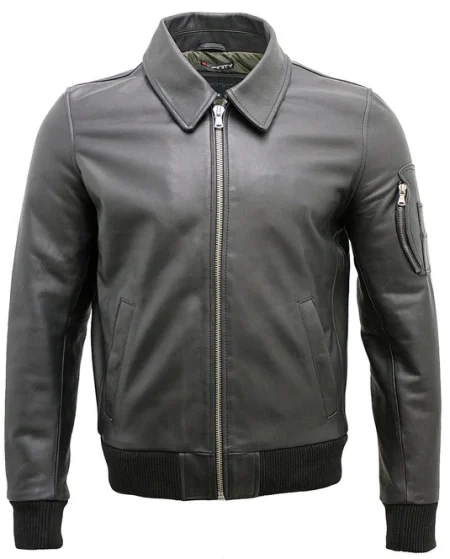 Men's Chingford Cowhide A-2 Black Leather Bomber Jacket