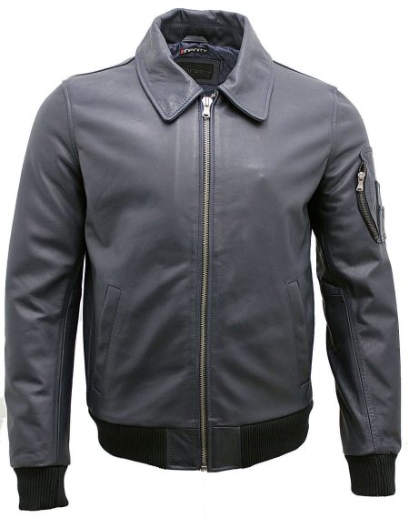 Men’s Chingford Cowhide A-2 Navy Blue Leather Bomber Jacket