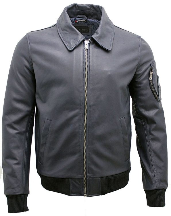 Men’s Chingford Cowhide A-2 Navy Blue Leather Bomber Jacket