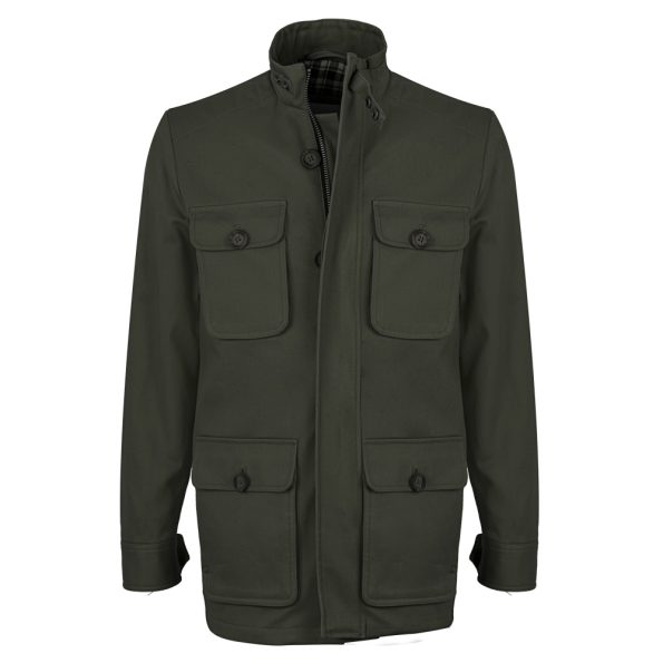 Men's Green Cotton Zipper Field Jacket