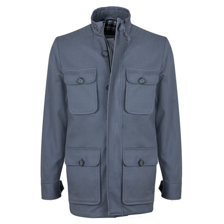 Men's Grey Cotton Zipper Field Jacket