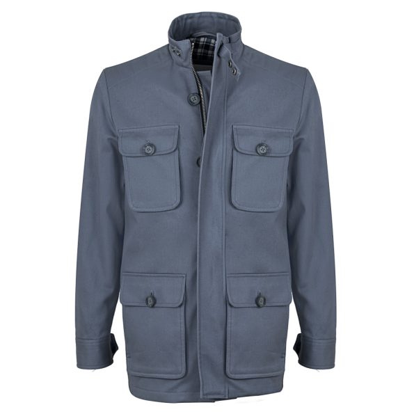 Men's Grey Cotton Zipper Field Jacket