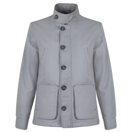 Men's Grey Pure Cotton Zipper Field Jacket.