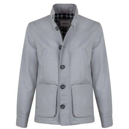 Men's Grey Pure Cotton Zipper Field Jacket